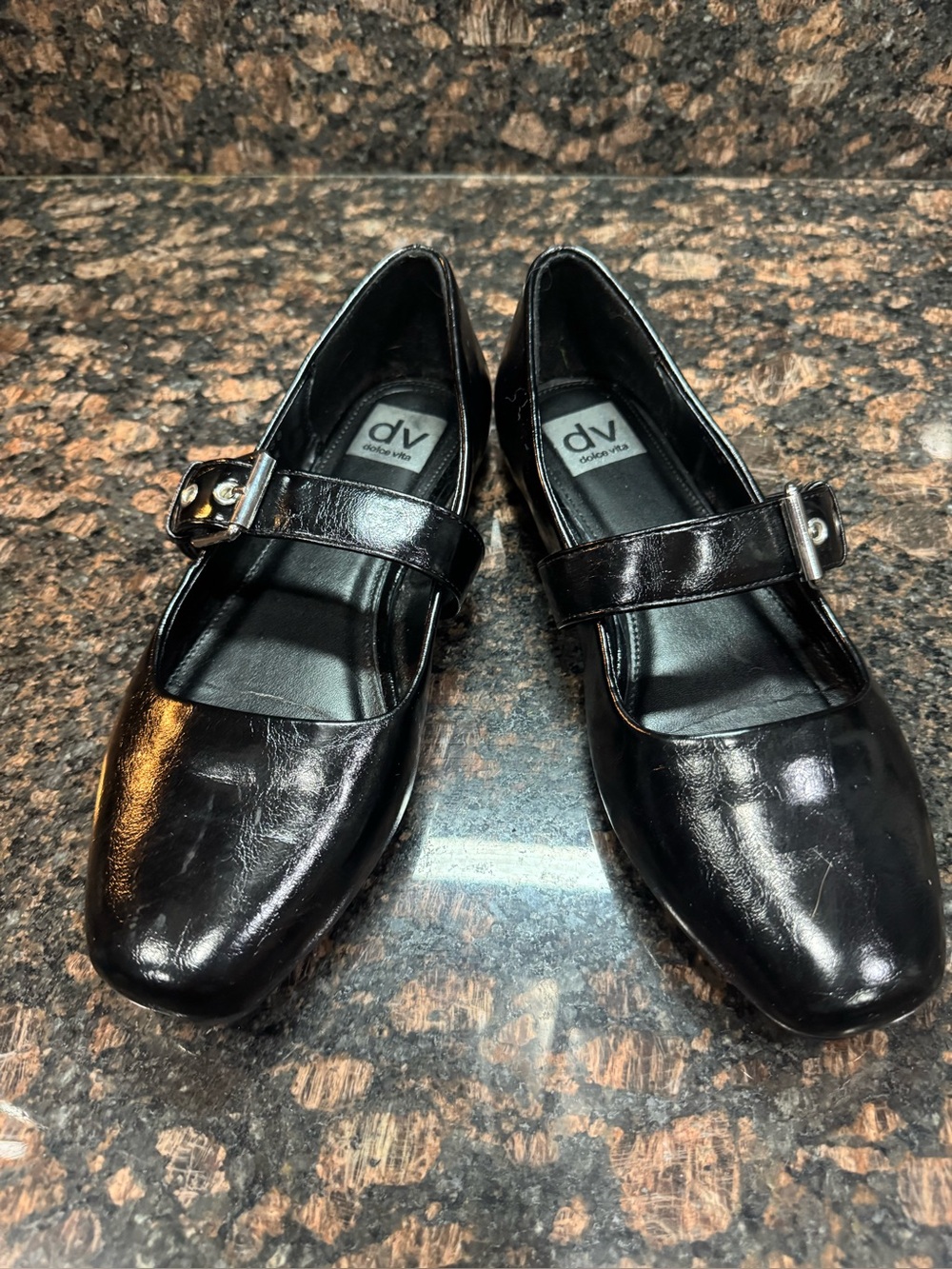 DV by Dolce Vita Black Patent Mary Jane Flats with Buckle